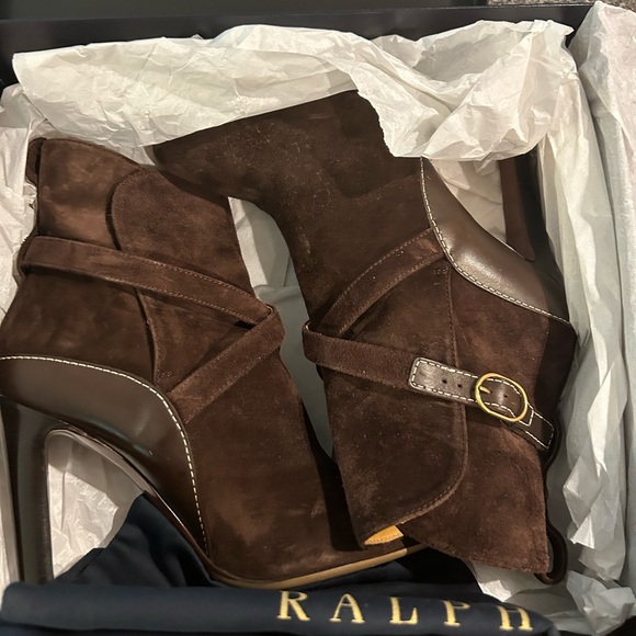 Brand new Ralph Lauren Suede booties- 4 inch heals - Picture 1 of 5